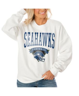 Gameday Couture - Women's White Seattle Seahawks Oversized Yard Line Tri-Blend Pullover Sweatshirt