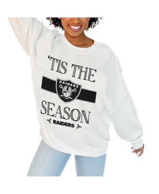 Gameday Couture - Women's White Las Vegas Raiders Oversized Take A Holiday Pullover Sweatshirt