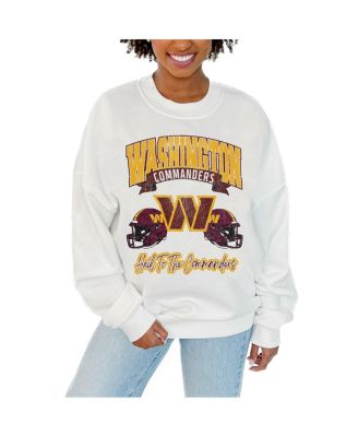 Gameday Couture - Women's White Washington Commanders Passing Time Pullover Sweatshirt