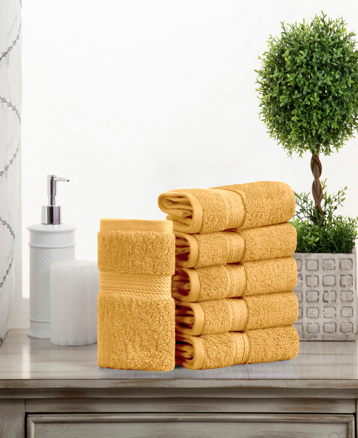 Superior 100% Egyptian Cotton 6-pc Face Towel Set In Gold