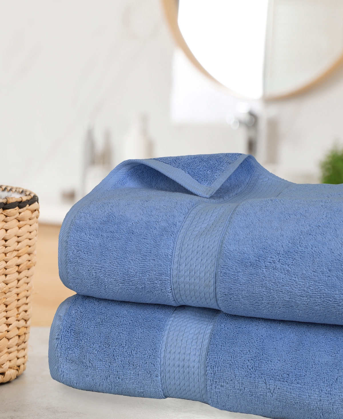 Superior 100% Egyptian Cotton 2-pc Bath Sheet Set In Blue