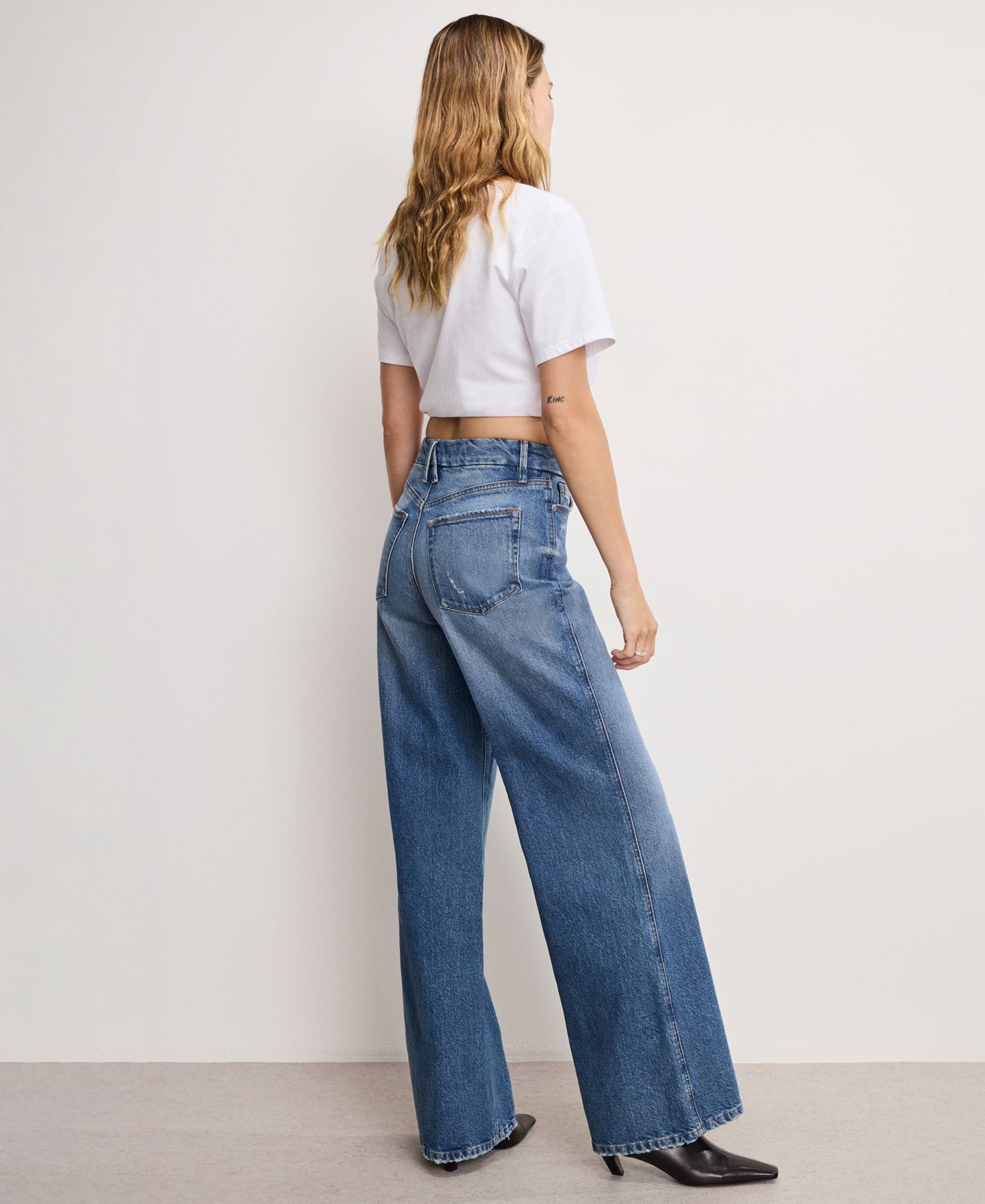 Женские джинсы Good American Good Wide Leg High-Rise Jeans, Regular and Plus, цвет: Индиго — фото 5