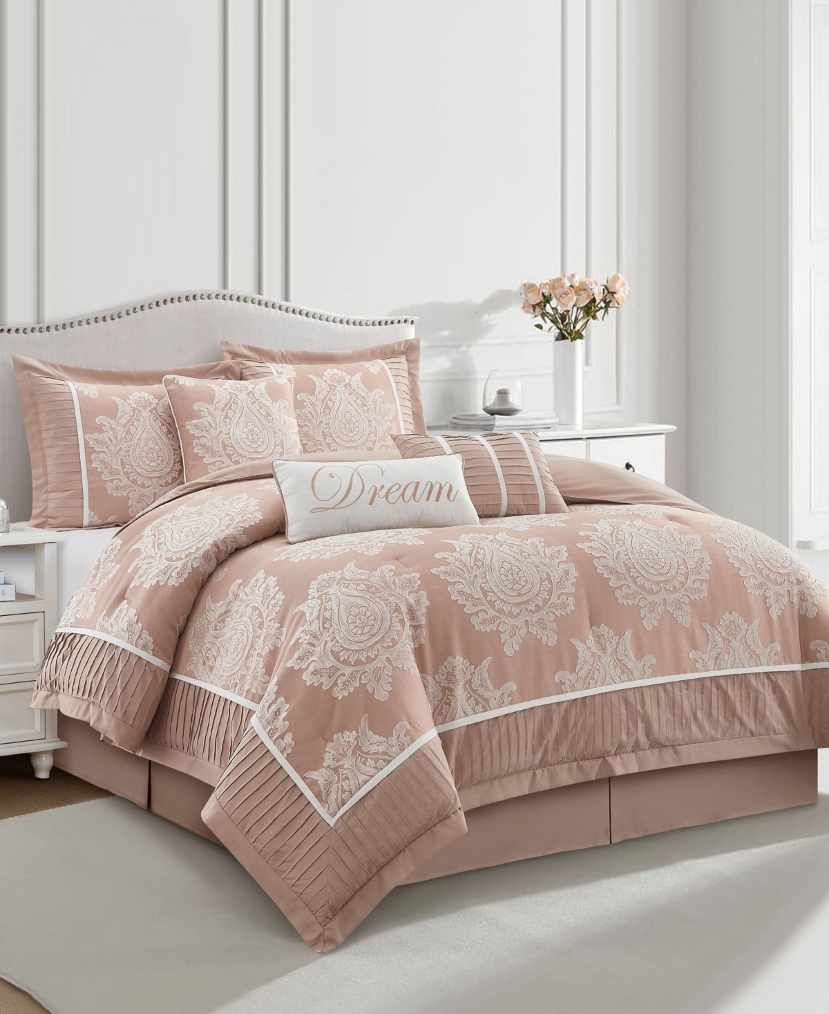 Stratford Park Therese Damask 7-pc. Comforter Set, King In Pink