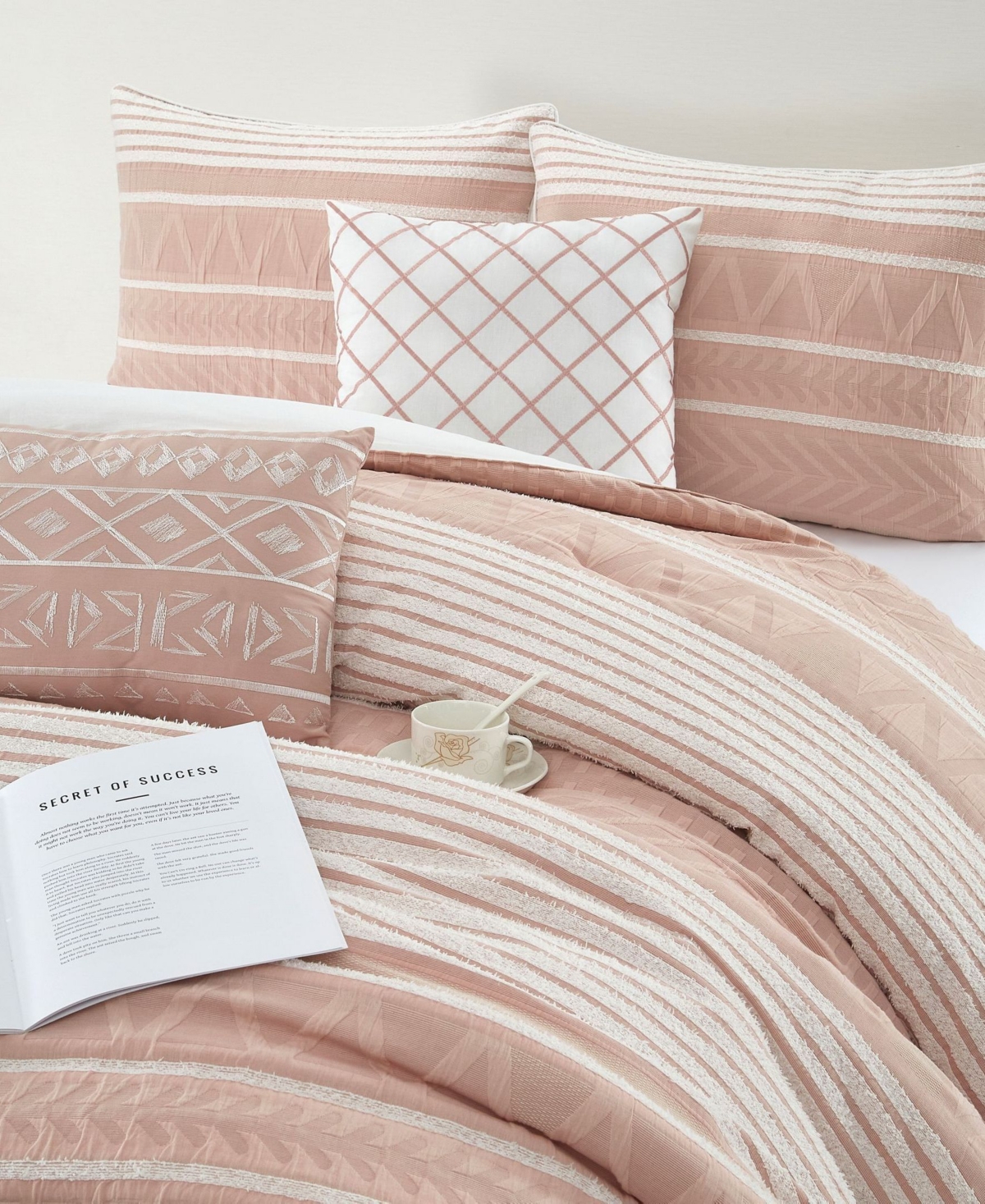 Stratford Park Cleluya Cotton Jacquard 6-pc. Comforter Set, Queen In Pink