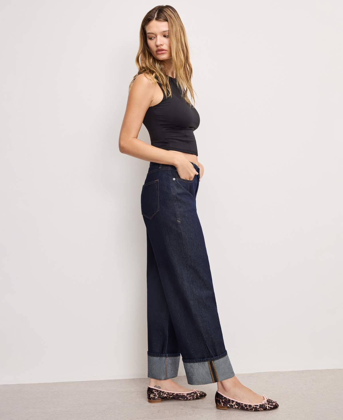 Good American Good Standard Baggy Cuffed Jeans Indigo1006 In Blue