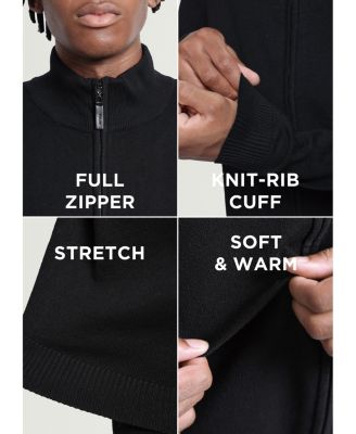 Men's Full Zip Mock Neck Sweater