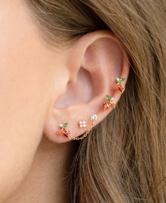 Crystal Gold Plated Cherry On Top Studs