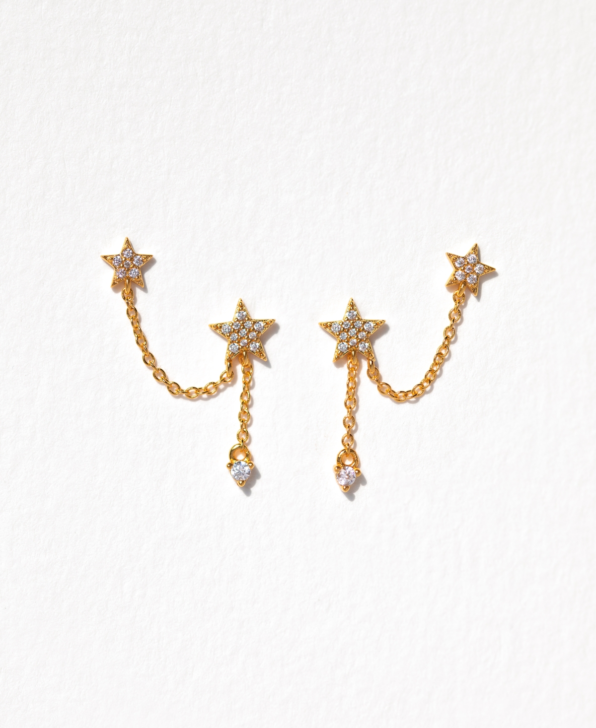 Girls Crew Crystal Gold Plated Stellar Connection Double Earrings