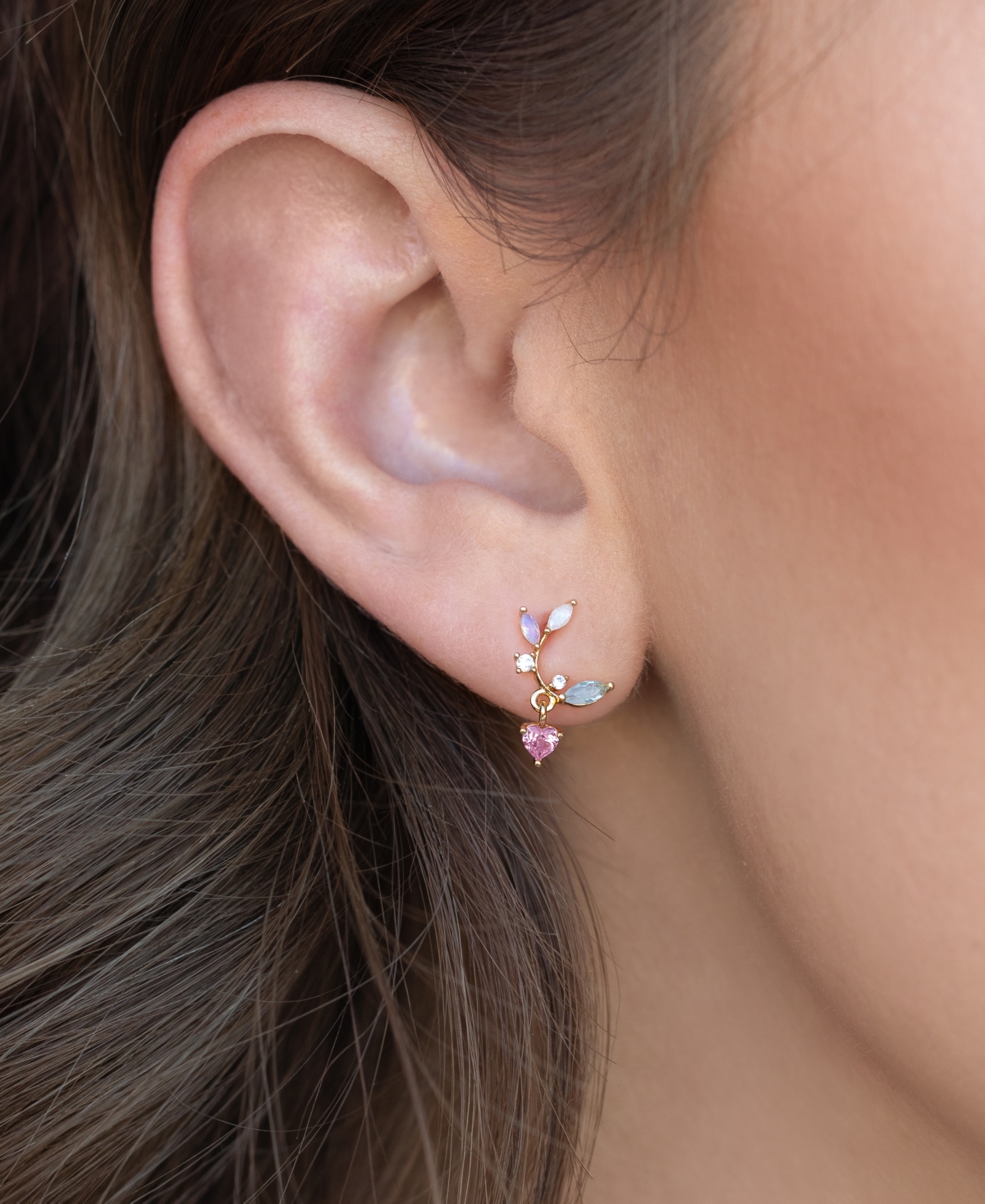 Girls Crew Crystal Multi-Color Love Blooms Earrings