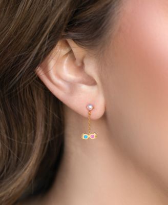 Harry Potter Luna Lovegood Crystal Gold Plated Dangle Earrings