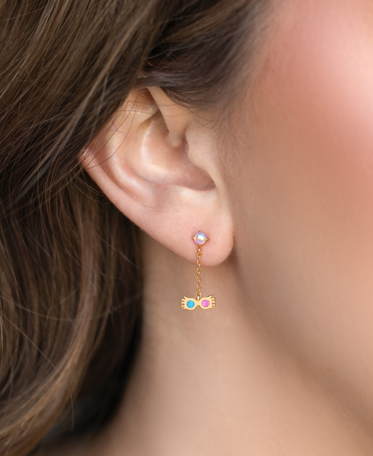 Girls Crew Harry Potter Luna Lovegood Crystal Gold Plated Dangle Earrings In Gold