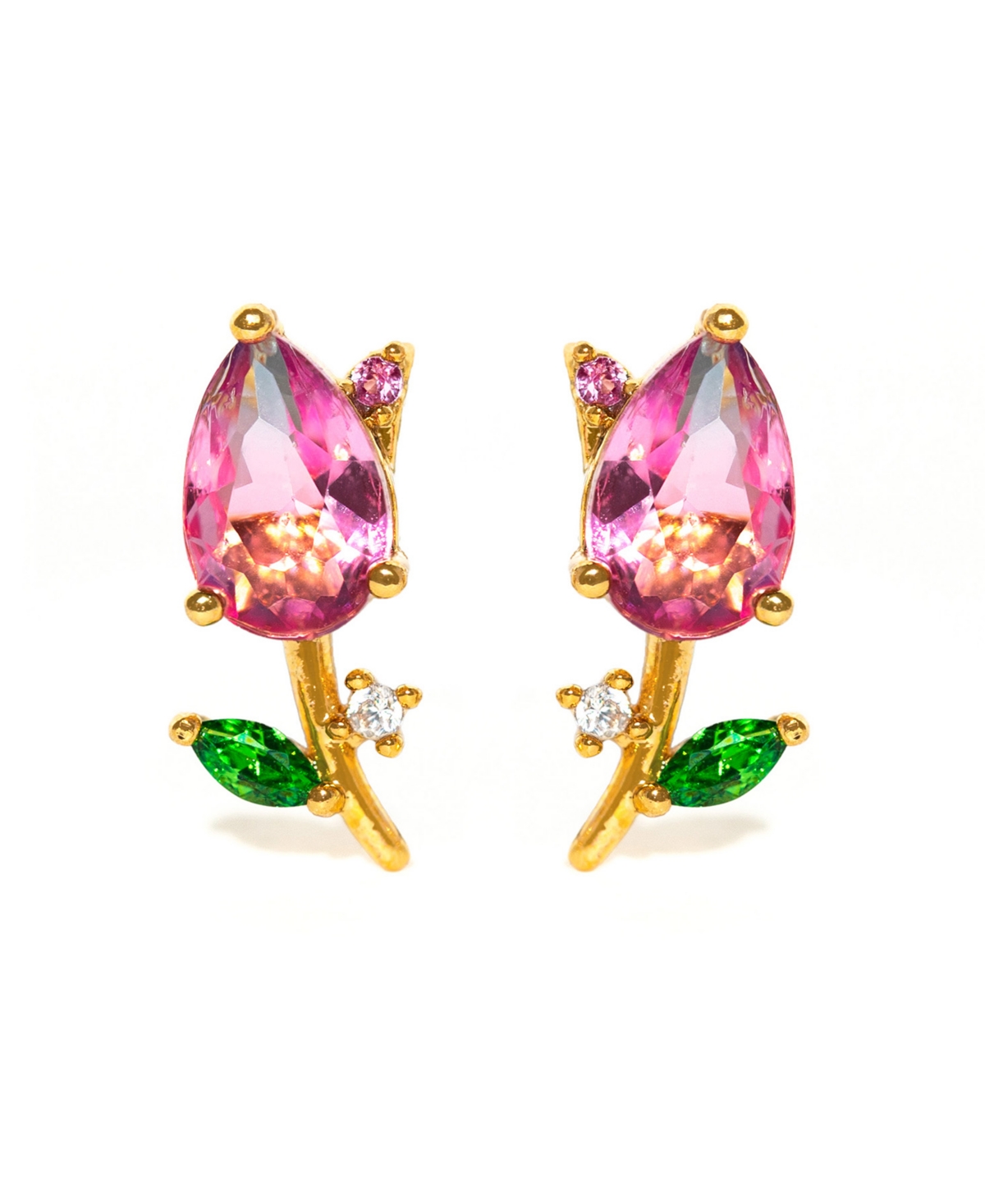 Girls Crew Crystal Blossoming Gold Plated Tulip Studs