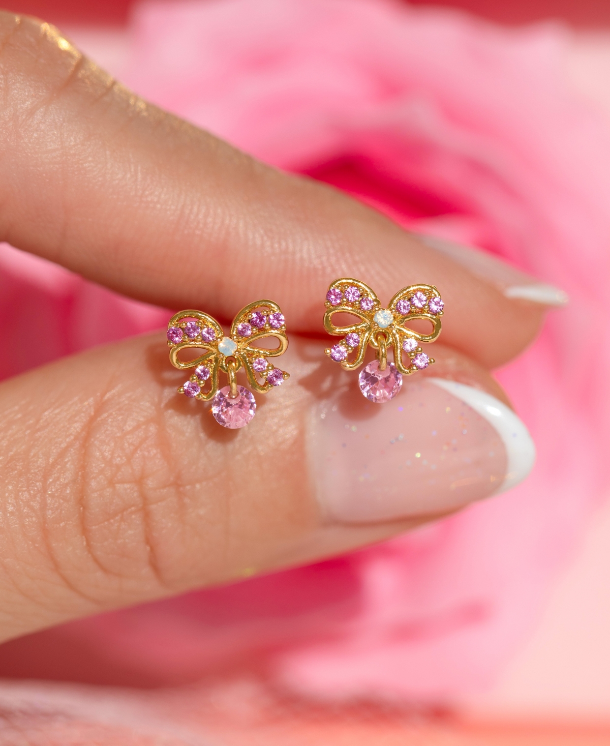 Girls Crew Crystal Gold Plated Love Knot Bow Earrings In Gold