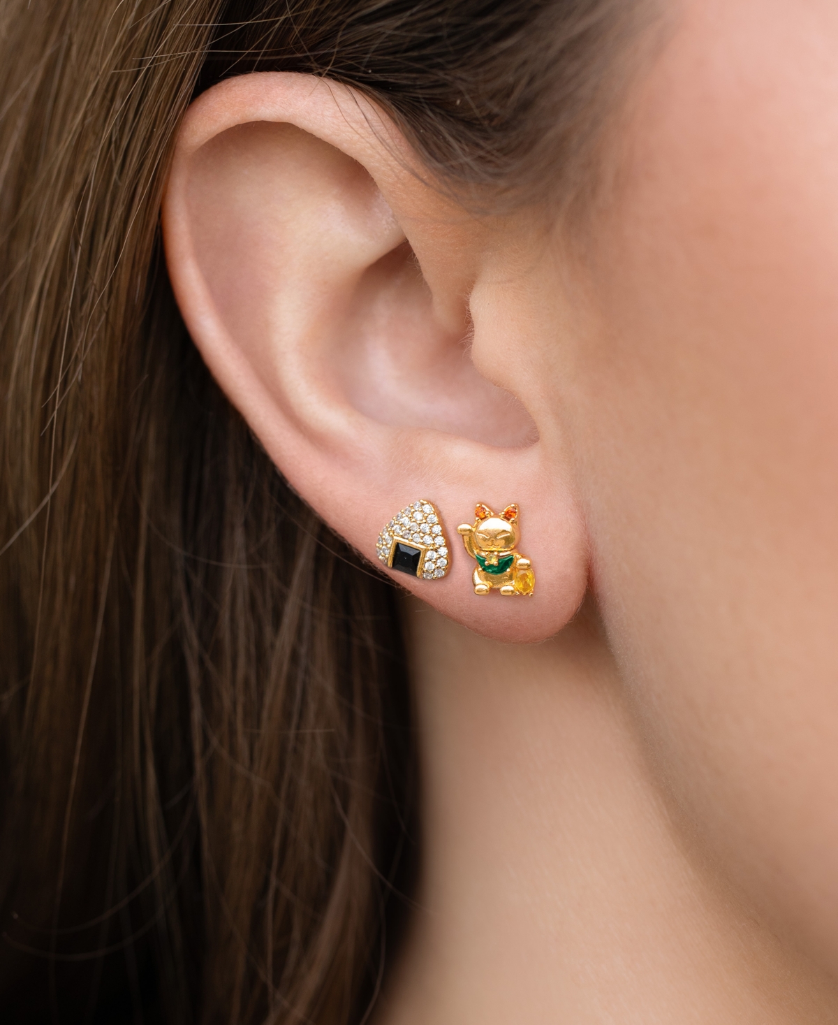 Girls Crew Crystal Tokyo Gold Plated Stud Set In Gold