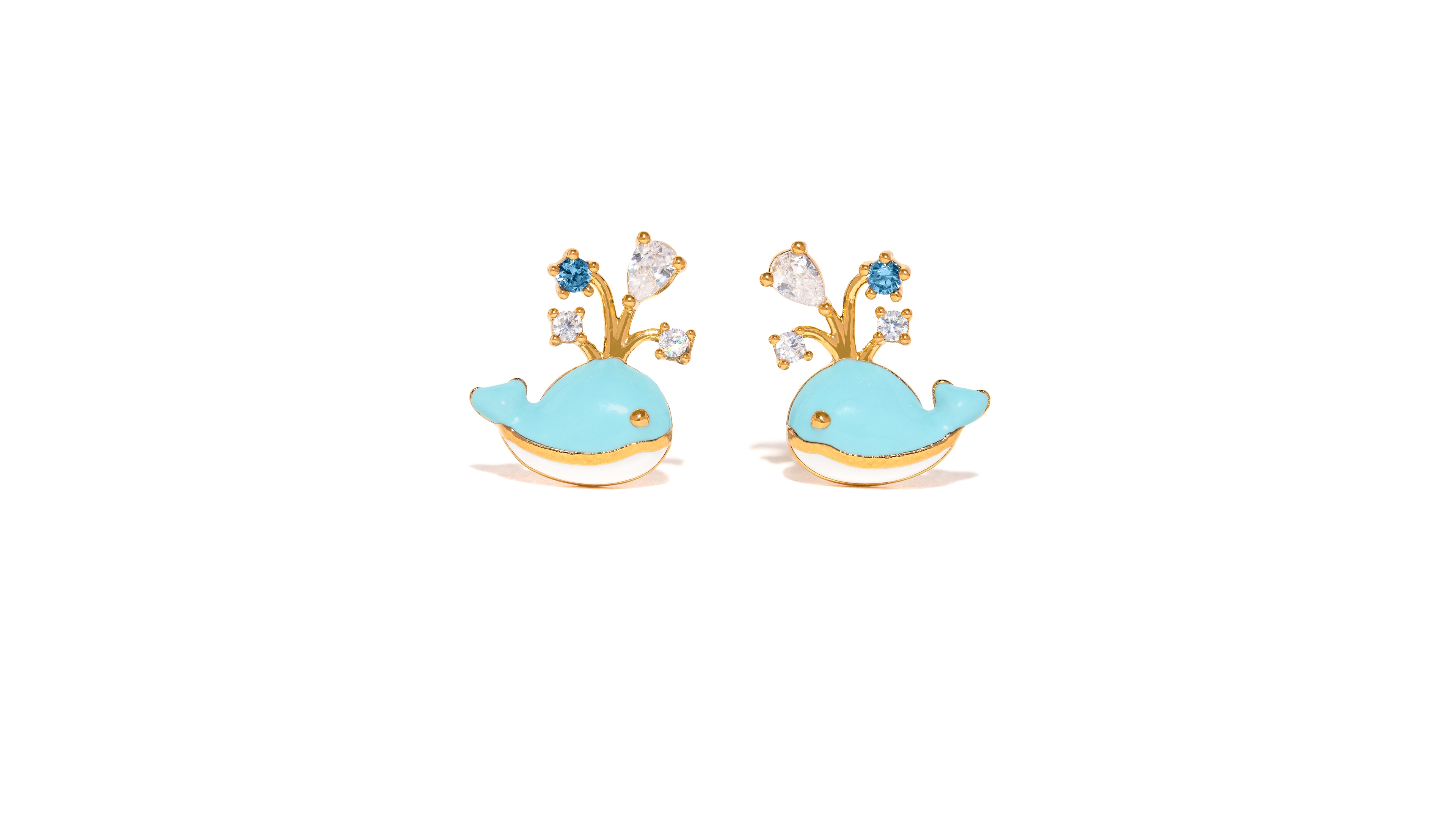 Girls Crew Crystal Gold Plated Enamel Whale You Be Mine Stud Earrings