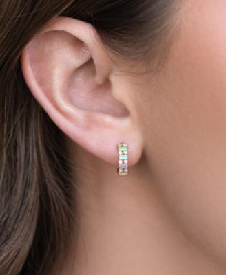 Crystal Gold Plated Aloe Hoop Earrings