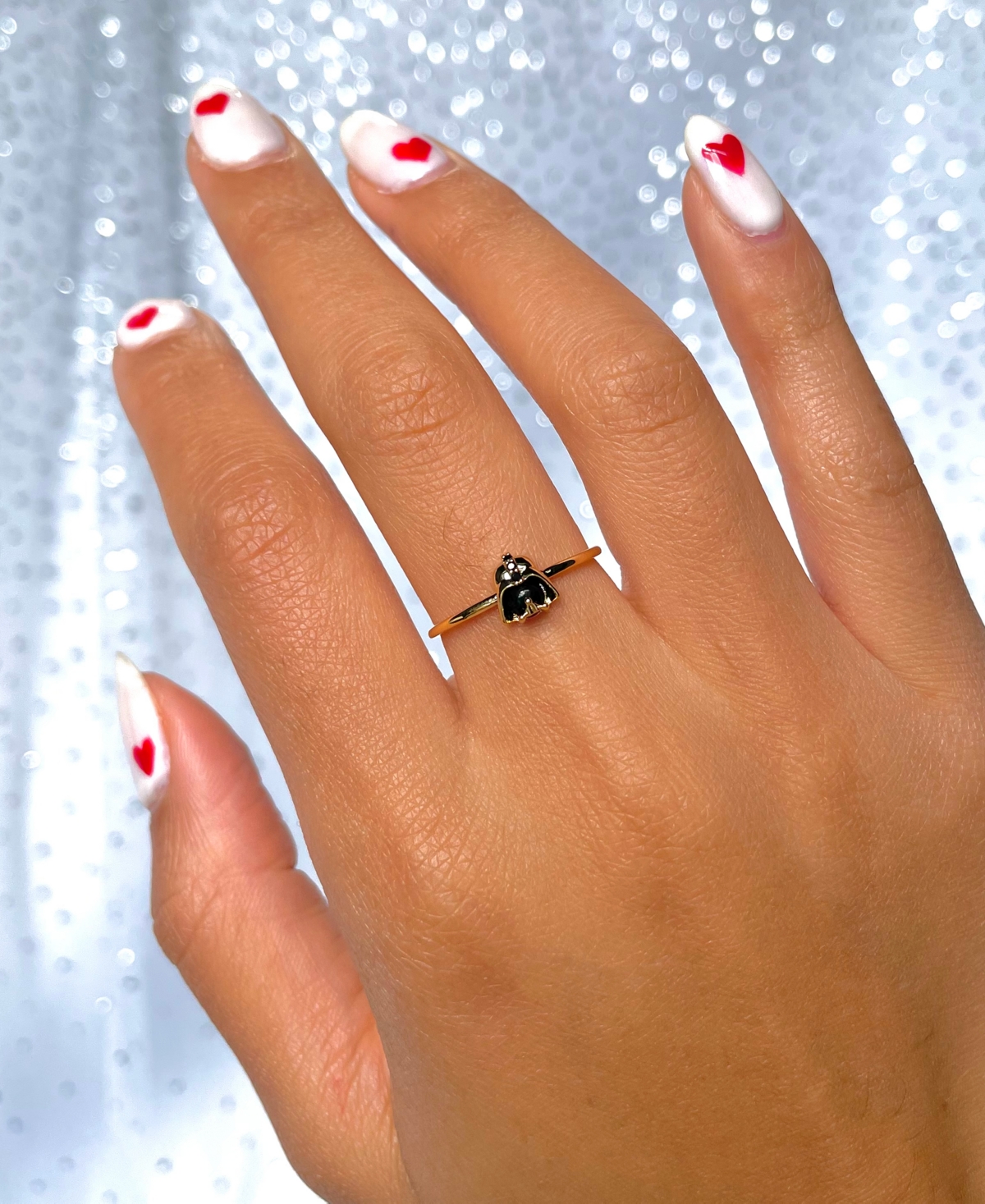 Girls Crew Crystal Star Wars Darth Vader Gold Plated Adjustable Rings