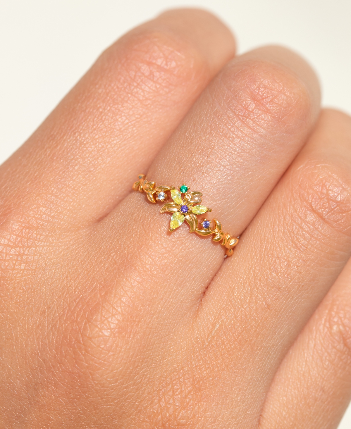 Girls Crew Disney Tangled Sundrop Flower Gold Plated Crystal Rings