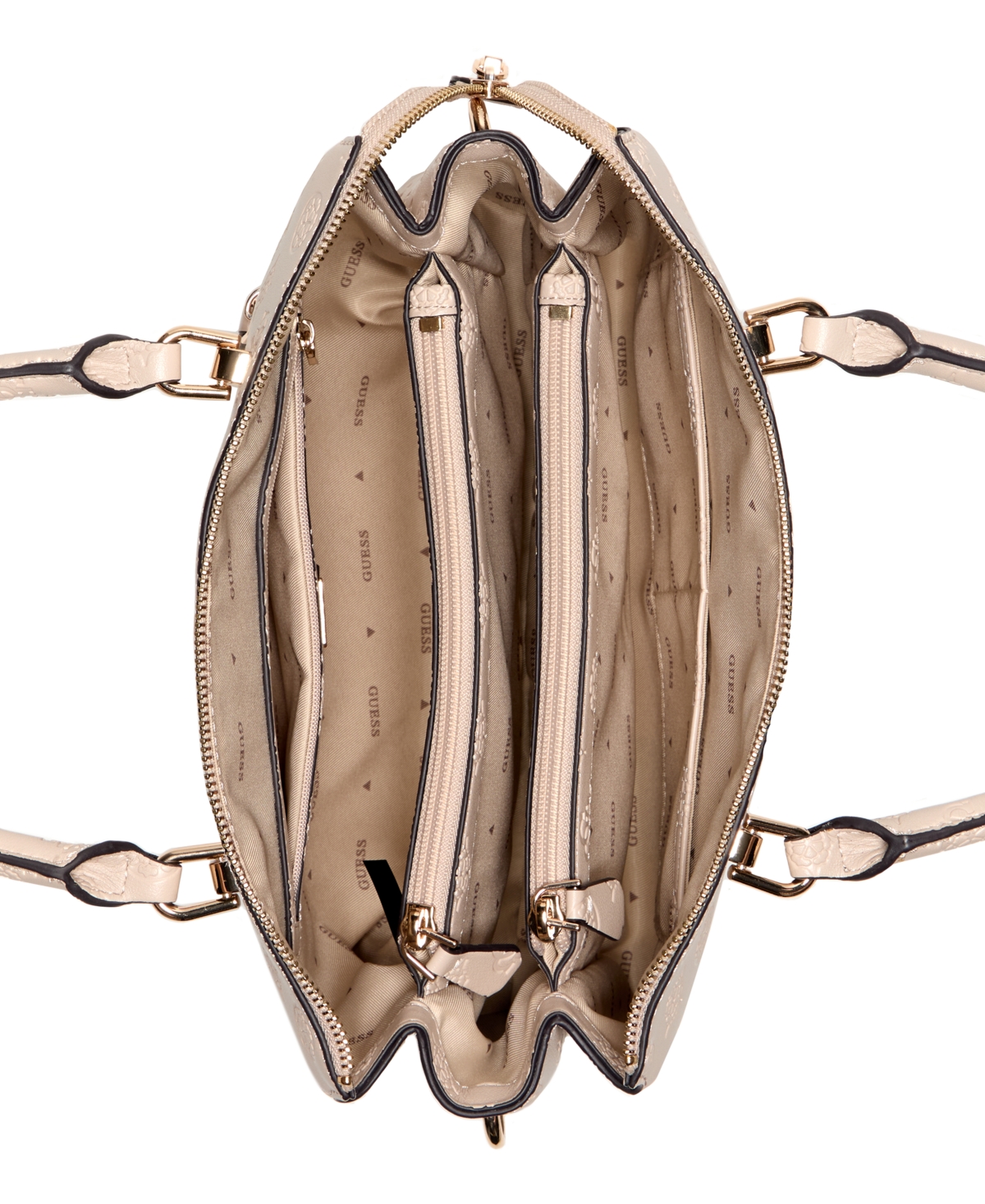 Guess Dita Multi Compartment Satchel Bag In Brown