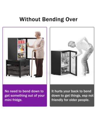 End Table with Charge Station, Mini Fridge Strand with Storage Drawers and Rolling Cabinet