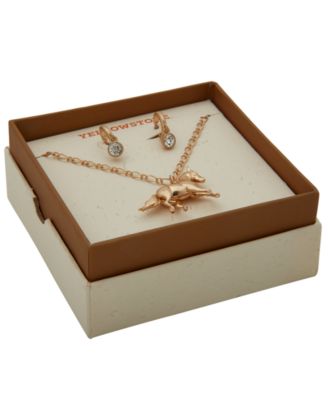 2-Pc. Horse Pendant Necklace and Hoop Earrings Gift Set