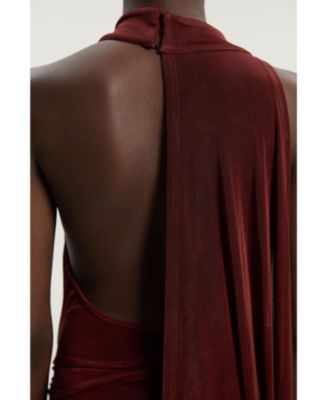 Women's Slinky Crepe High Neck Maxi Dress