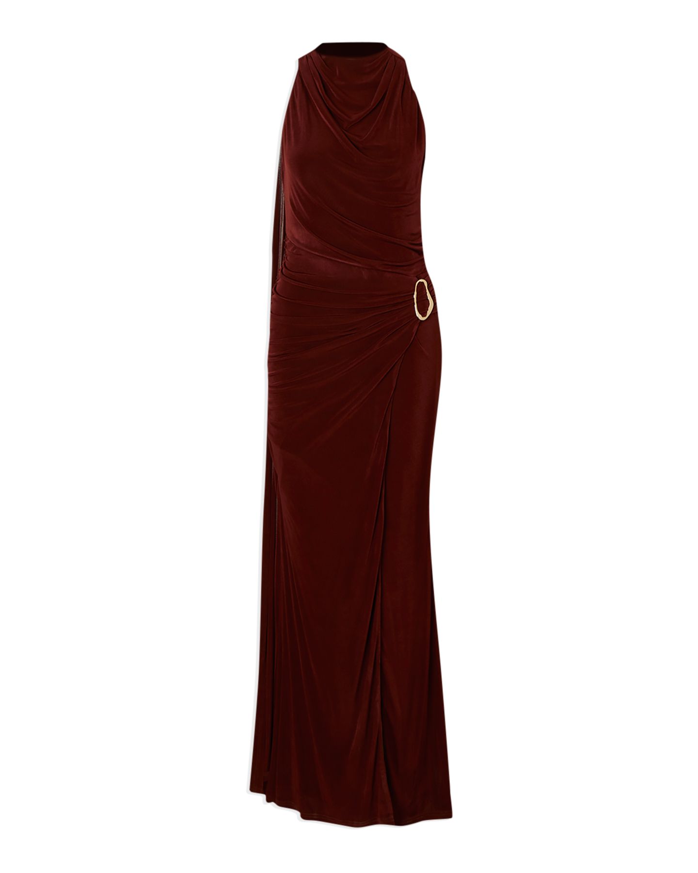 Женское платье Karen Millen Slinky Crepe High Neck Maxi, цвет: Шоколадный — фото 8