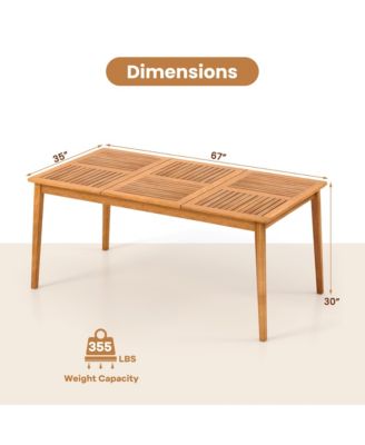 6-Person Outdoor Acacia Wood Dining Table w/ 1.96'' Umbrella Hole Rectangular