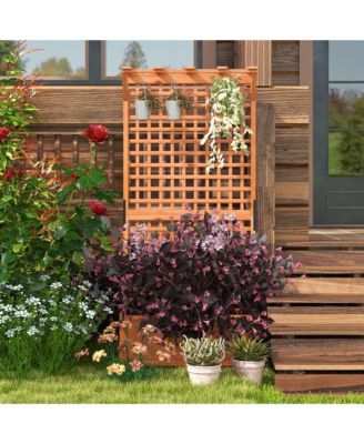 Wooden Planter Raised Garden Bed w/ Planter Box & Trellis Indoor & Outdoor