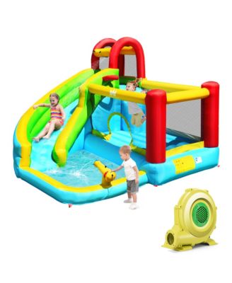 Inflatable Kids Water Slide Jumper Bounce House Splash Water Pool with 735W Blower