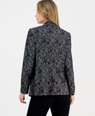 Women's Floral Ponte Notch-Collar Jacket