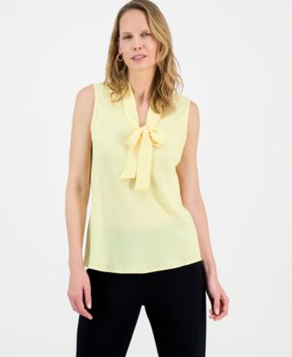 Kasper - Women's Tie-Neck Sleeveless Blouse