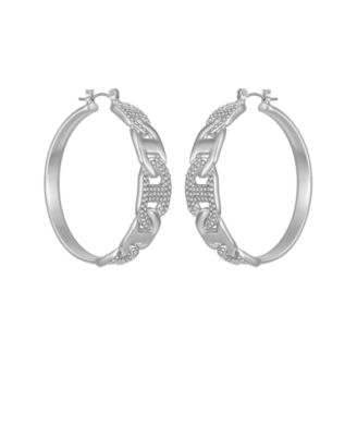 Glass Stone Hoop Earrings (also in Silver Tone)