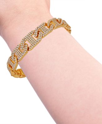 Glass Stone Pave Gold-Tone Chain Bracelet (also in Silver-Tone)