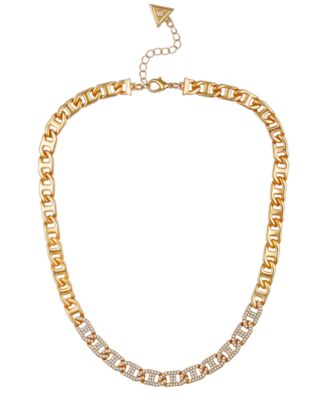Glass Stone Chain Link Statement Necklace (also in Gold-Tone)