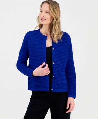 Women's Textured-Stitch Button-Front Cardigan, Regular & Petite