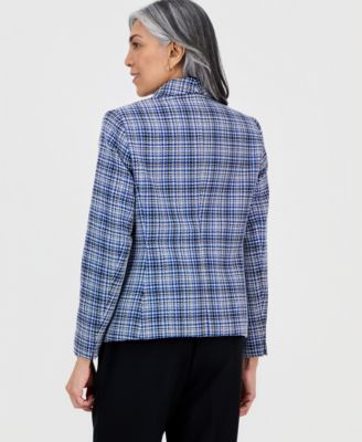 Women's Shawl-Collar Tweed Long-Sleeve Jacket 