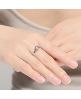 Circular Shaped Design Sterling Silver Clear Cubic Zirconia Ring