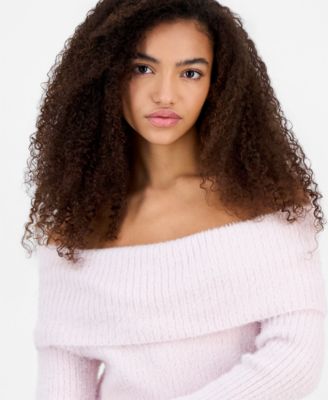 Juniors' Marilyn Off-the-Shoulder Lurex Sweater