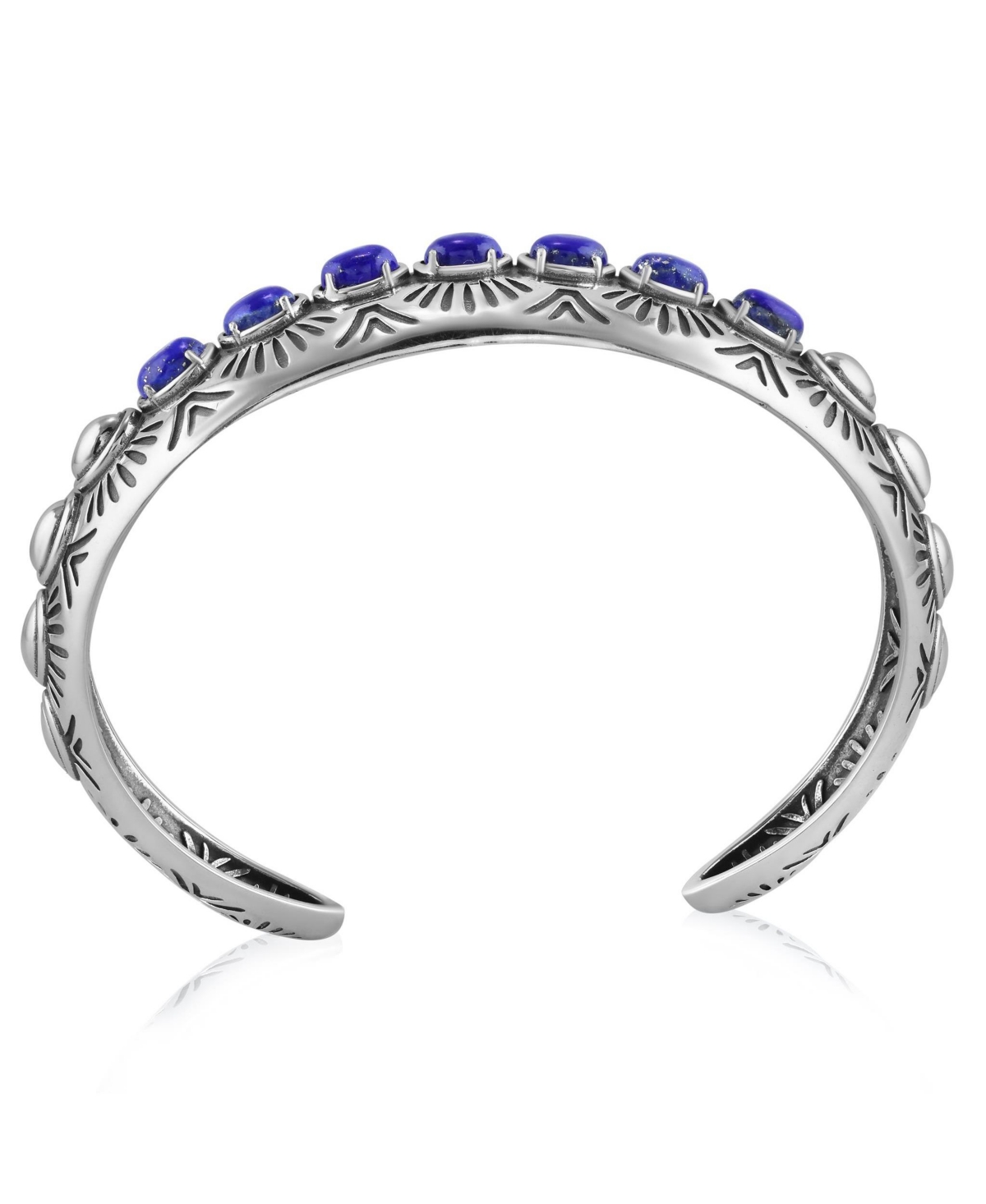 American West Jewelry Sterling Silver Lapis Gemstone Textured Cuff Bracelet
