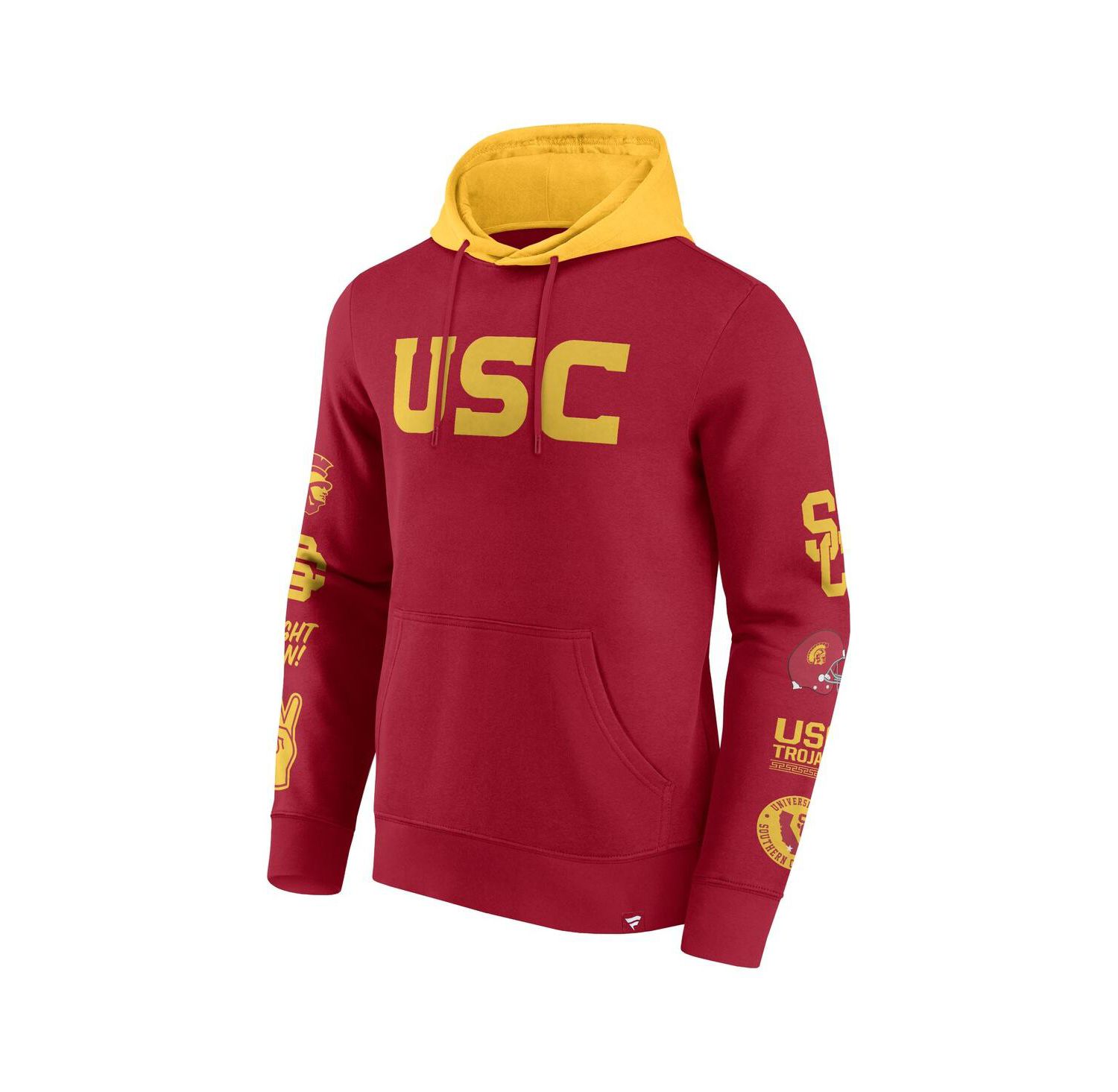 Men's Cardinal/Gold USC Trojans Color Block Badge Fleece Pullover Hoodie