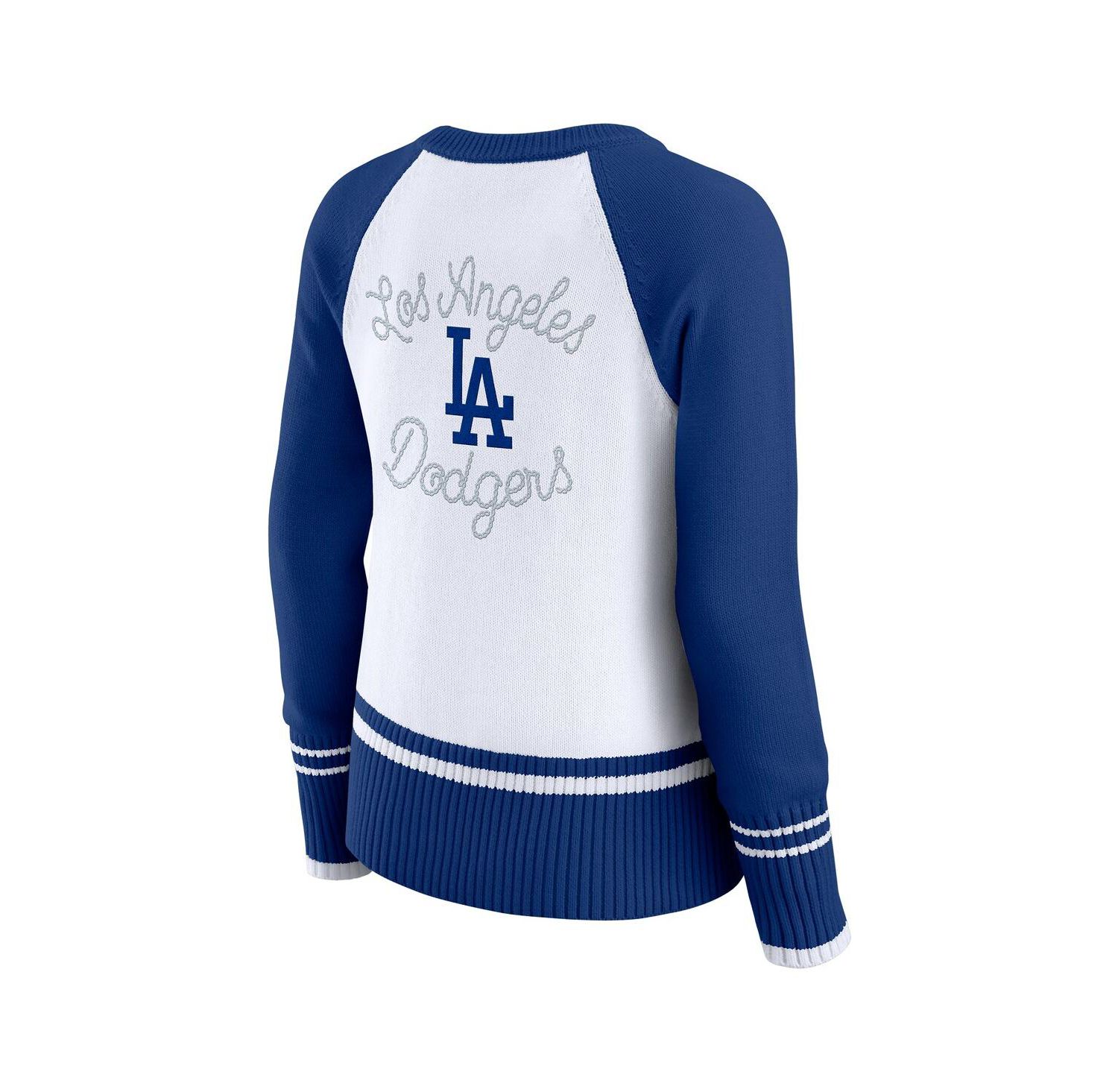 Women's White Los Angeles Dodgers Color Block Raglan Sweater