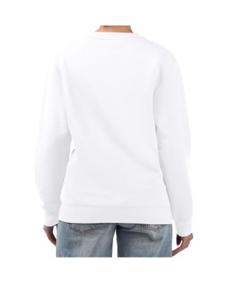 Women's White Cleveland Cavaliers Collage Team Graphic Fleece Pullover Sweatshirt