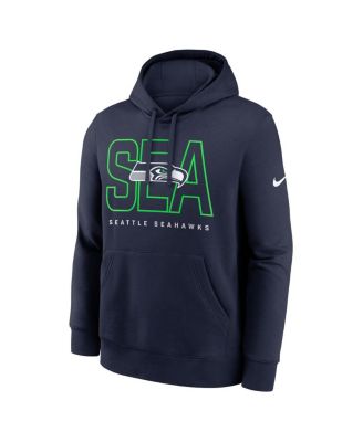 Men's College Navy Seattle Seahawks Busted Play Club Fleece Pullover Hoodie