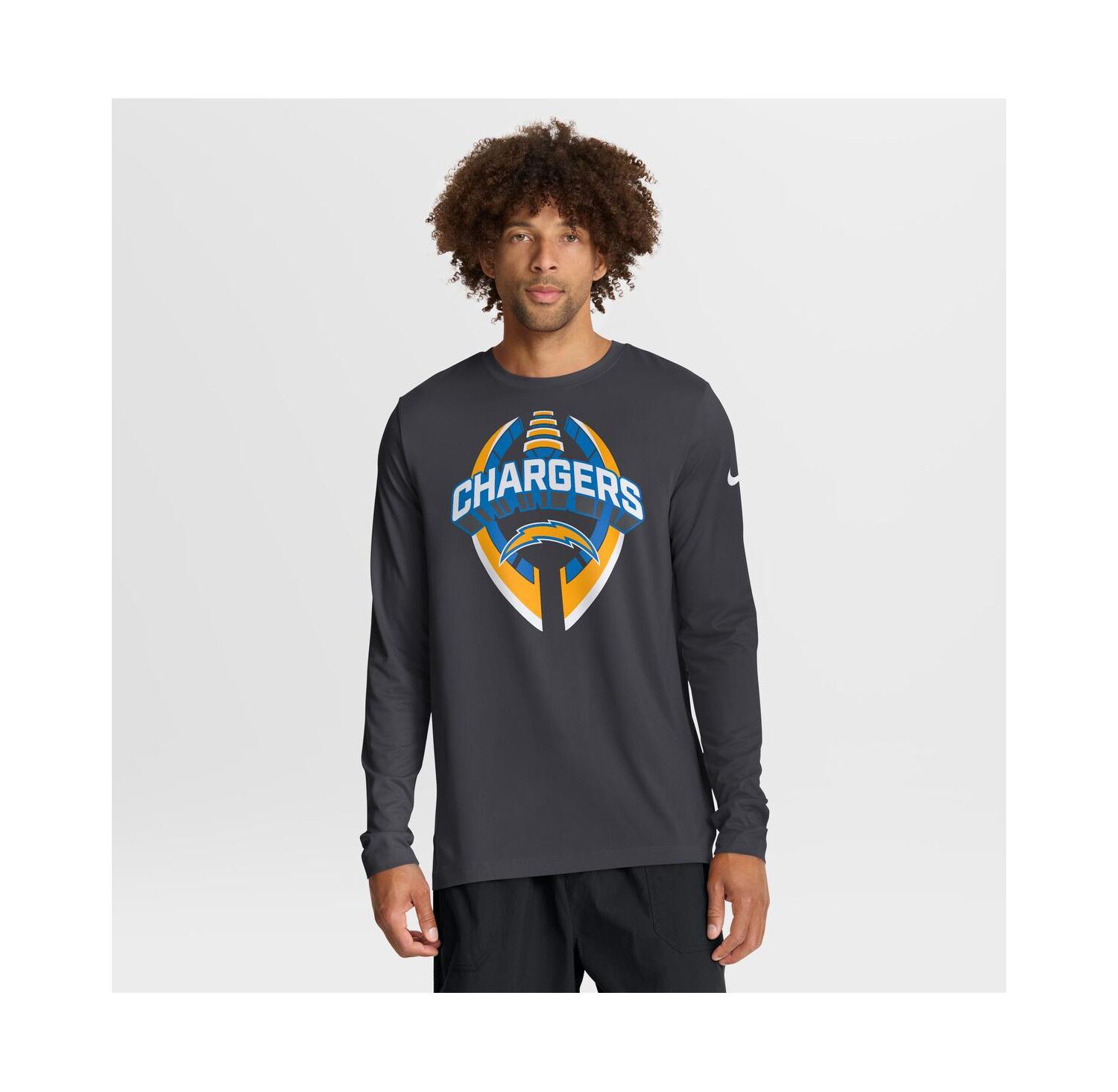 Men's Anthracite Los Angeles Chargers Primetime Legend Icon Performance Long Sleeve T-Shirt