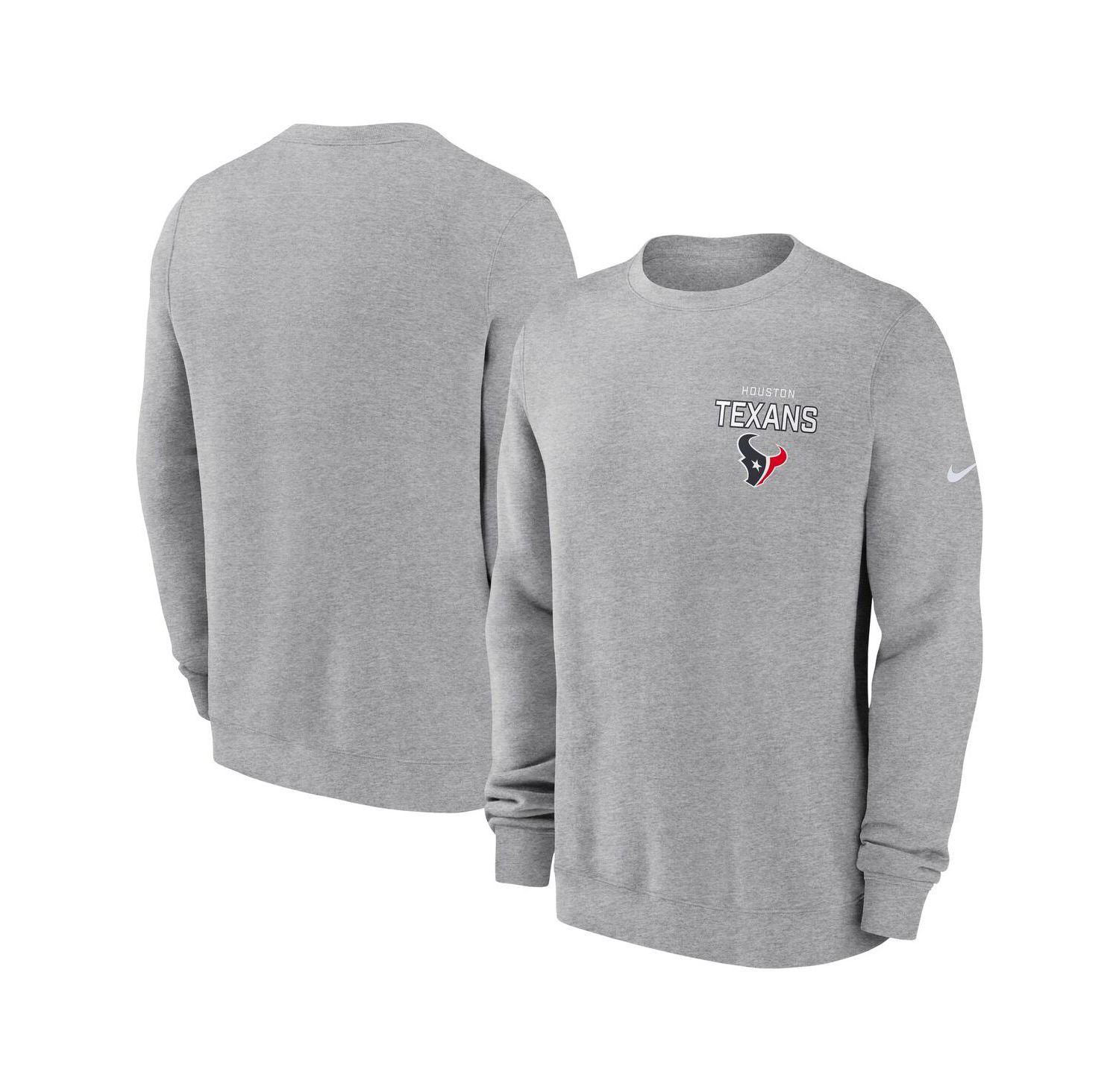 Men's Heather Gray Houston Texans Primetime Club Fleece Pullover Sweatshirt