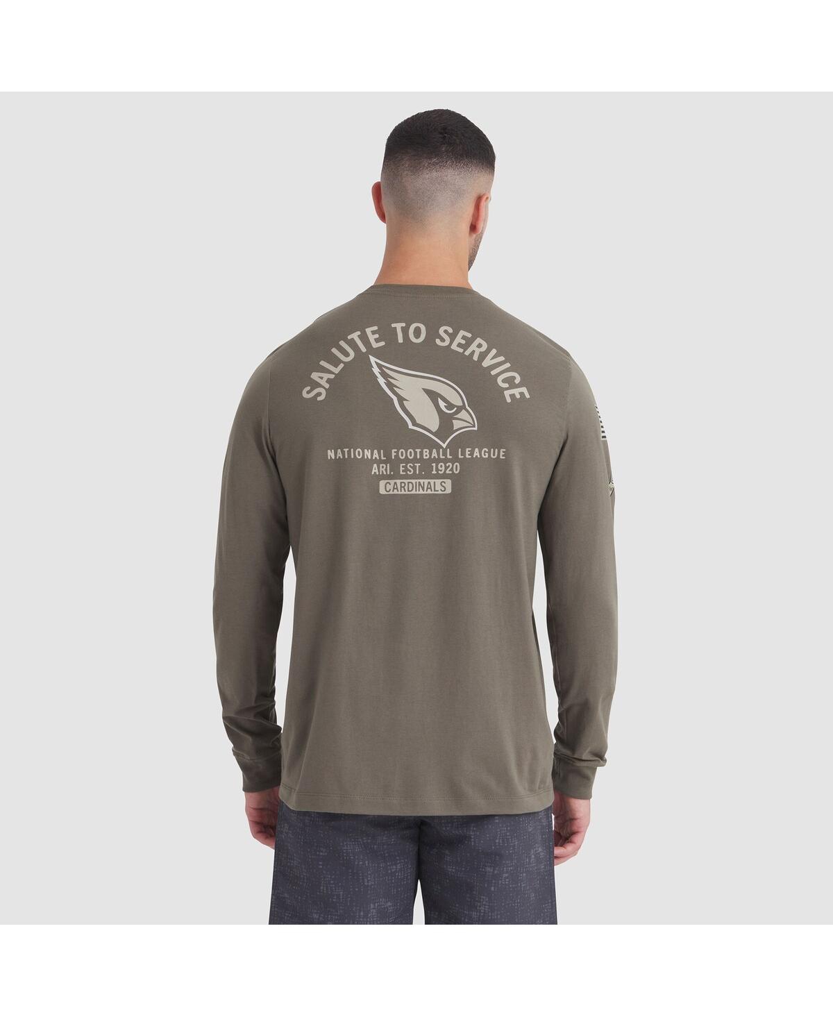 Nike Men's Olive Arizona Cardinals 2025 Salute To Service Sideline Long Sleeve T-shirt In Brown