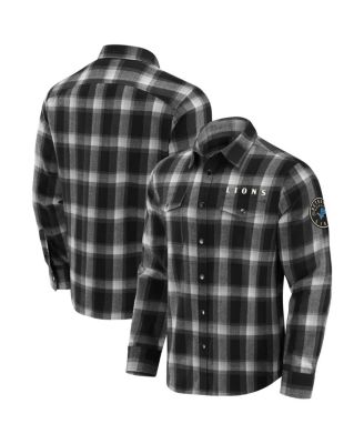 Fanatics - Men's Black Detroit Lions Flannel Plaid Full-Snap Shirt