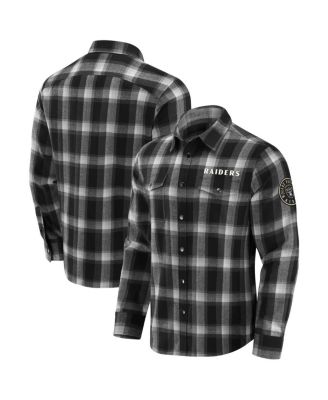 Fanatics - Men's Black Las Vegas Raiders Flannel Plaid Full-Snap Shirt