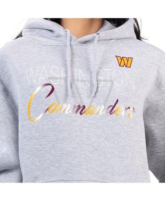 Women's Gray Washington Commanders Shadow Logo Fleece Pullover Hoodie